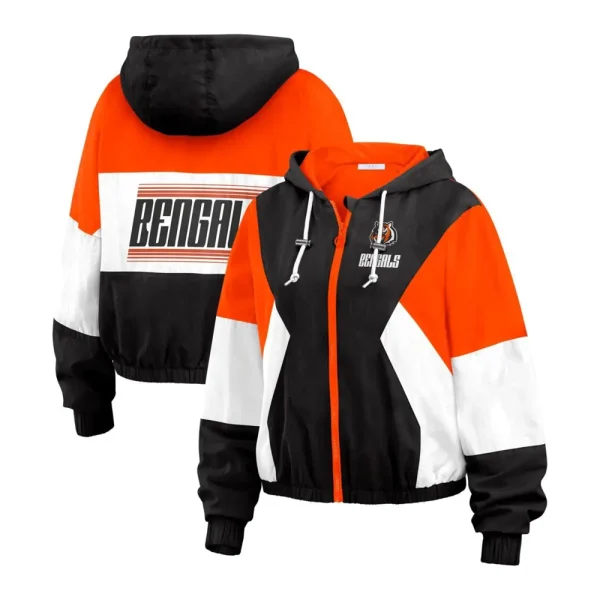 Cincinnati Bengals Color Block Full-Zip Windbreaker Jacket