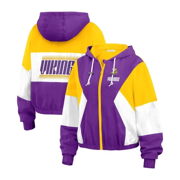 Minnesota Vikings Color Block Full-Zip Windbreaker Jacket