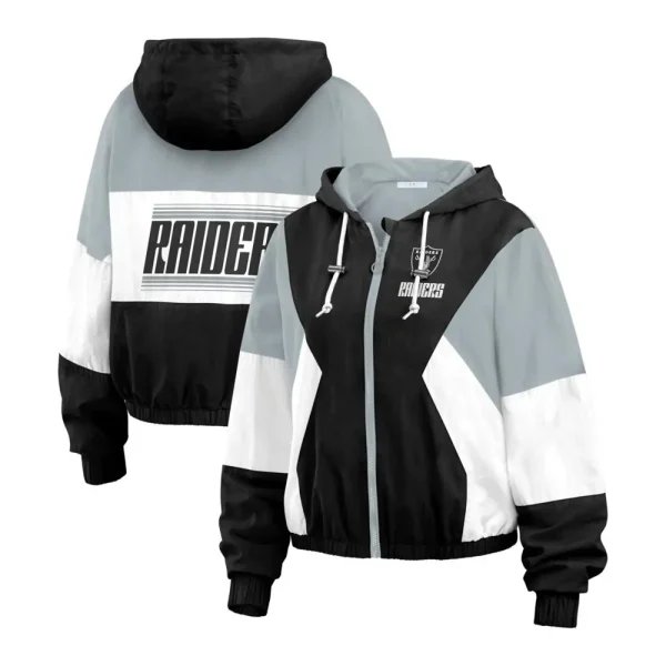 Las Vegas Raiders Color Block Full-Zip Windbreaker Jacket