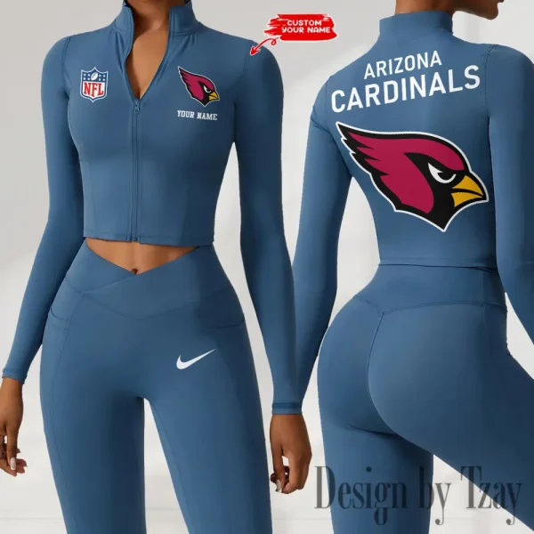 Arizona Cardinals Zipper Sports Top Women Gym Long Sleeve for Fitness SPTZSTW097 - Image 3