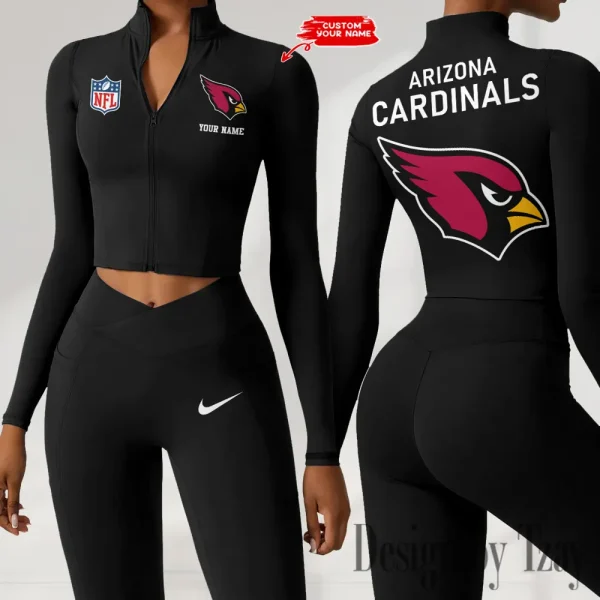 Arizona Cardinals Zipper Sports Top Women Gym Long Sleeve for Fitness SPTZSTW097 - Image 4