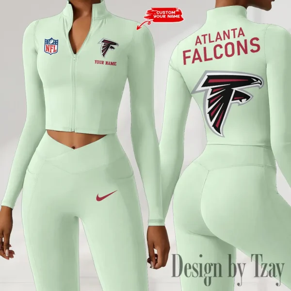 Atlanta Falcons Zipper Sports Top Women Gym Long Sleeve for Fitness SPTZSTW098