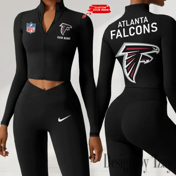 Atlanta Falcons Zipper Sports Top Women Gym Long Sleeve for Fitness SPTZSTW098 - Image 4