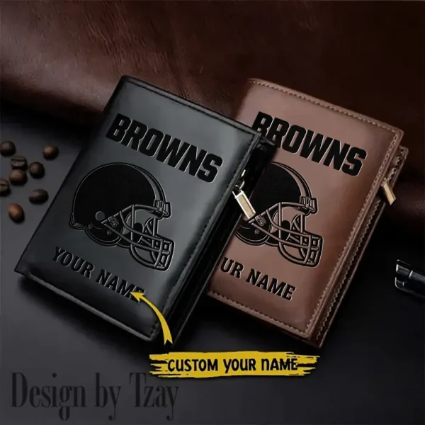 Cleveland Browns Small Rectangular Leather Wallet Style 2025 SPTLVW520