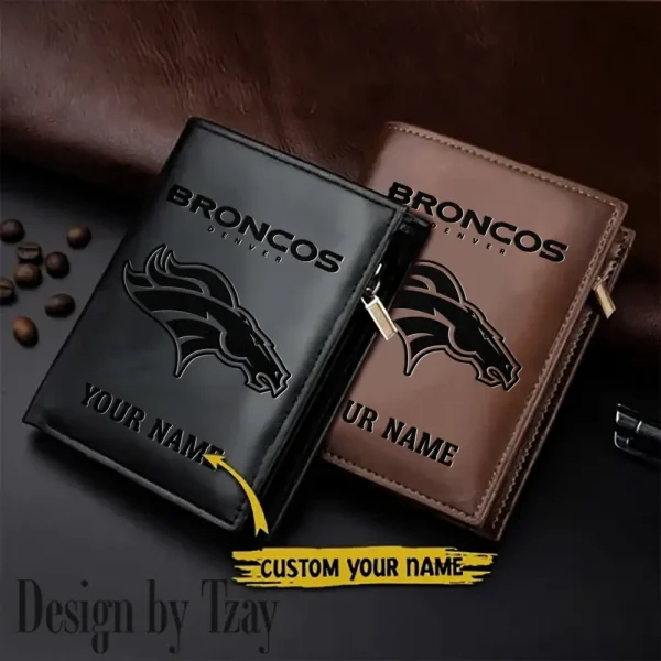 Denver Broncos Small Rectangular Leather Wallet Style 2025 SPTLVW522
