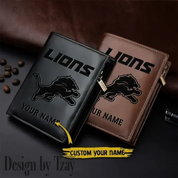 Detroit Lions Small Rectangular Leather Wallet Style 2025 SPTLVW523