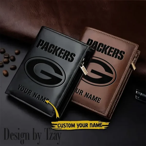 Green Bay Packers Small Rectangular Leather Wallet Style 2025 SPTLVW524