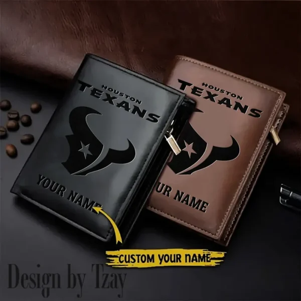 Houston Texans Small Rectangular Leather Wallet Style 2025 SPTLVW525
