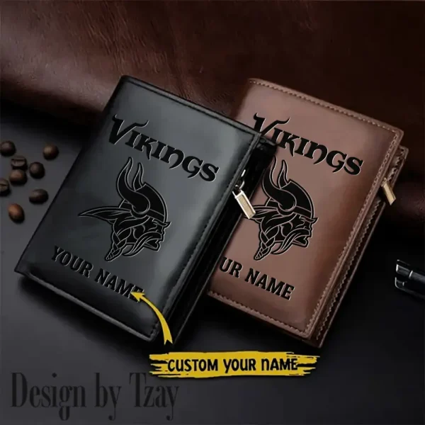Minnesota Vikings Small Rectangular Leather Wallet Style 2025 SPTLVW533