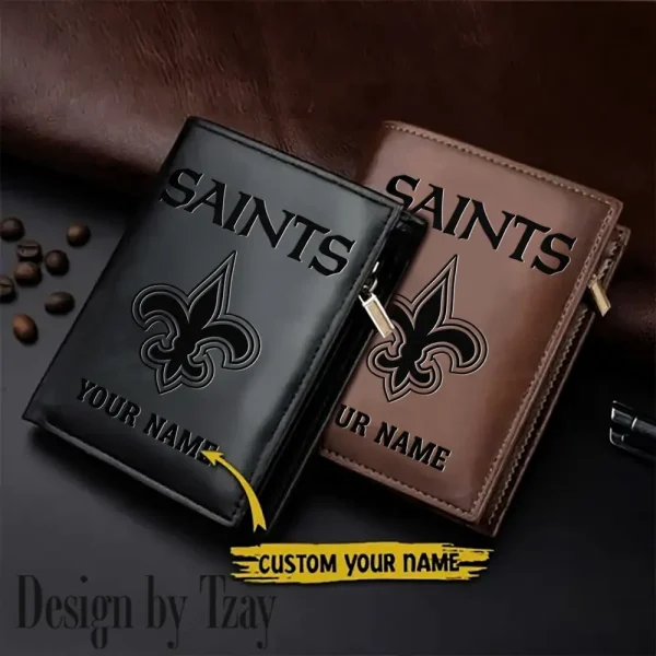 New Orleans Saints Small Rectangular Leather Wallet Style 2025 SPTLVW535