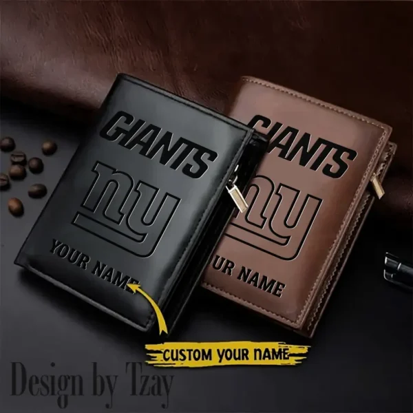 New York Giants Small Rectangular Leather Wallet Style 2025 SPTLVW536