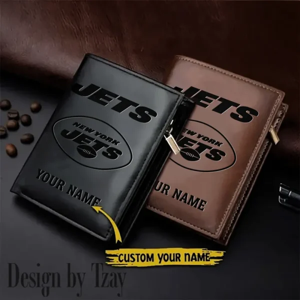 New York Jets Small Rectangular Leather Wallet Style 2025 SPTLVW537