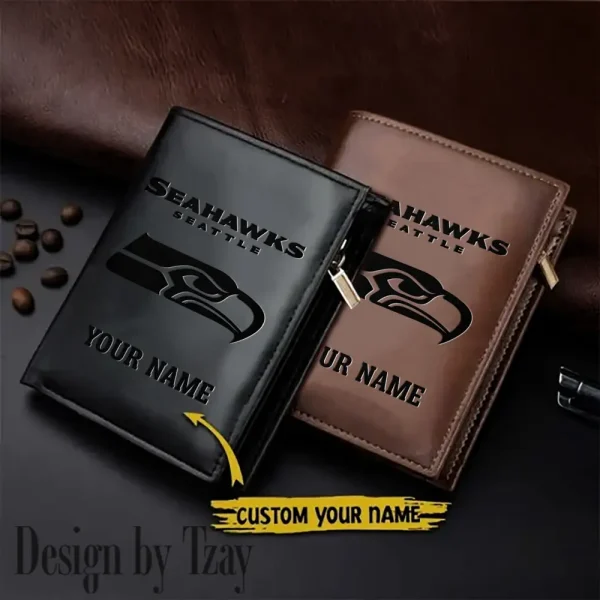 Seattle Seahawks Small Rectangular Leather Wallet Style 2025 SPTLVW541