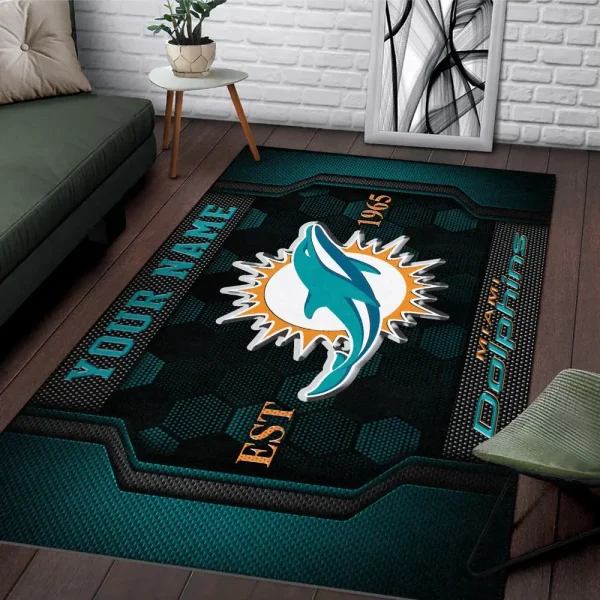 Miami Dolphins Living Room Carpet Rug