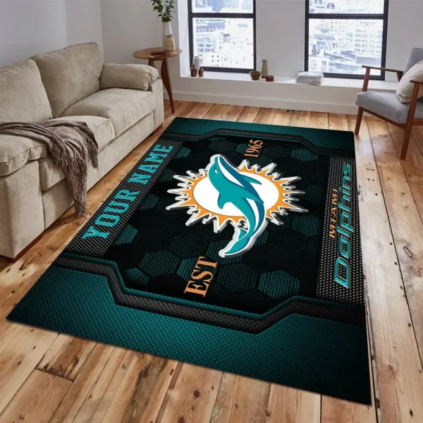 Miami Dolphins Living Room Carpet Rug - Image 2