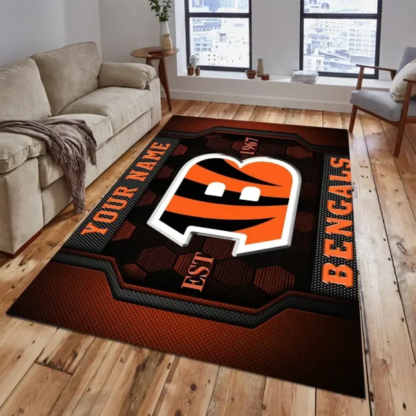 Cincinnati Bengals Living Room Carpet Rug