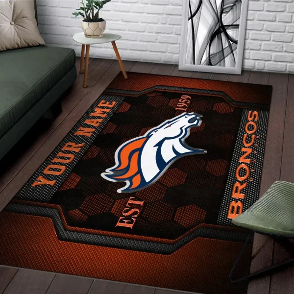 Denver Broncos Living Room Carpet Rug