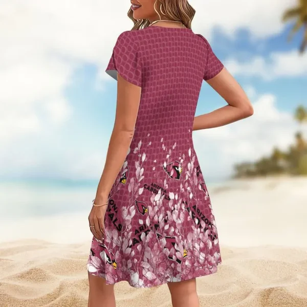 Arizona Cardinals A-Line with Pockets Mini Short Sleeve Dress - Image 2