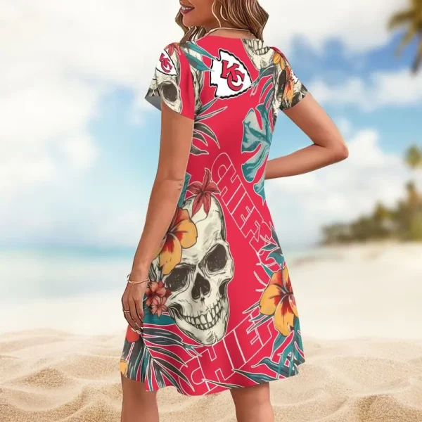 Kansas City Chiefs A-Line with Pockets Mini Short Sleeve Dress - Image 2