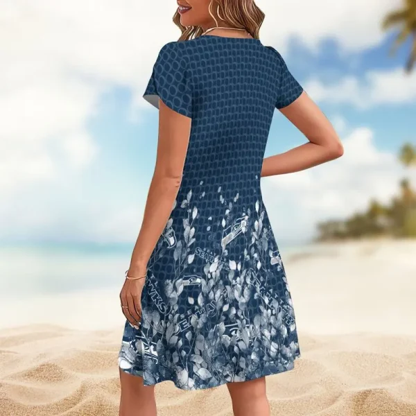Seattle Seahawks A-Line with Pockets Mini Short Sleeve Dress - Image 2