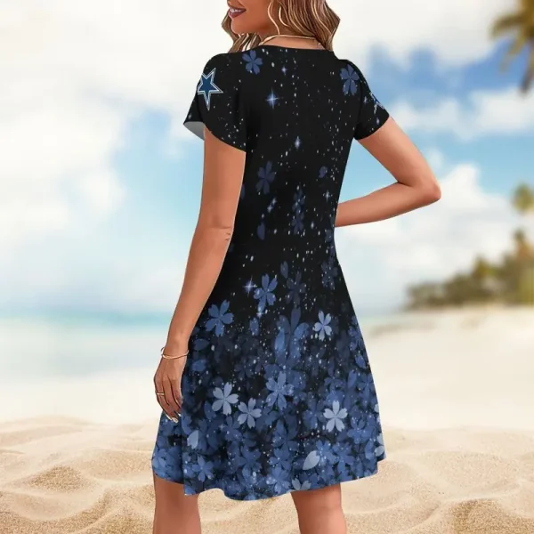 Dallas Cowboys A-Line with Pockets Mini Short Sleeve Dress - Image 2