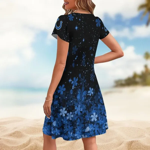Indianapolis Colts A-Line with Pockets Mini Short Sleeve Dress - Image 2