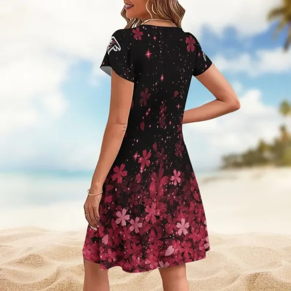 Atlanta Falcons A-Line with Pockets Mini Short Sleeve Dress - Image 2