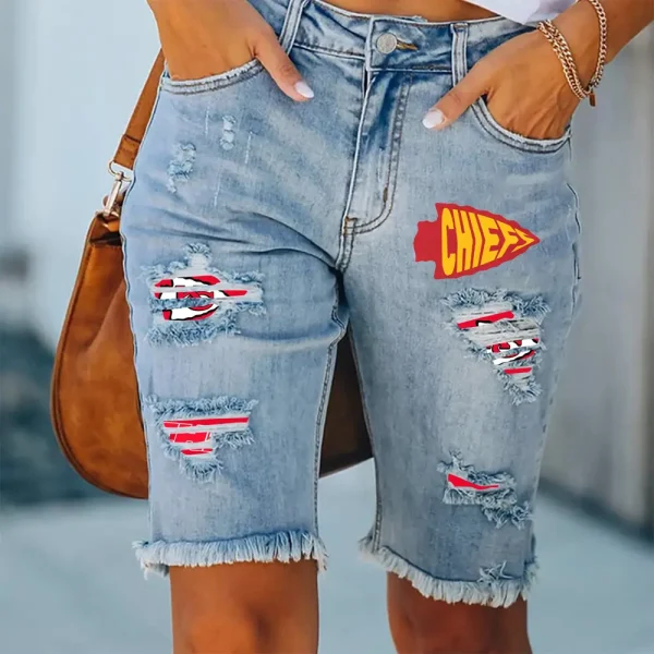 Kansas City Chiefs Jeans Shorts Women's Knee-Length Summer