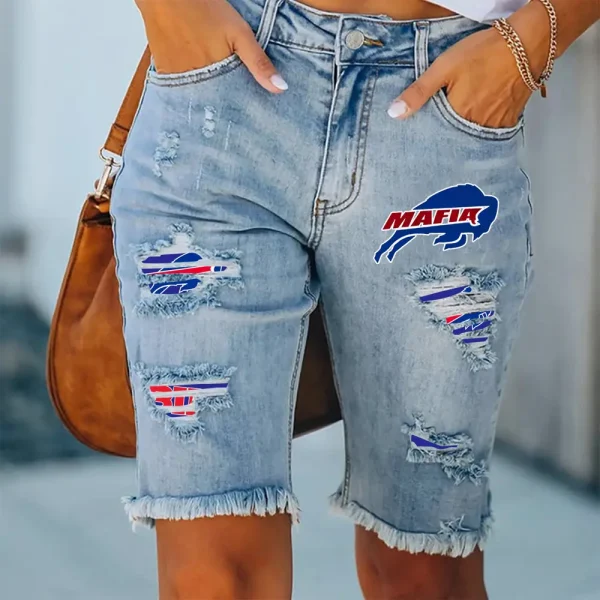 Buffalo Bills Jeans Shorts Women's Knee-Length Summer