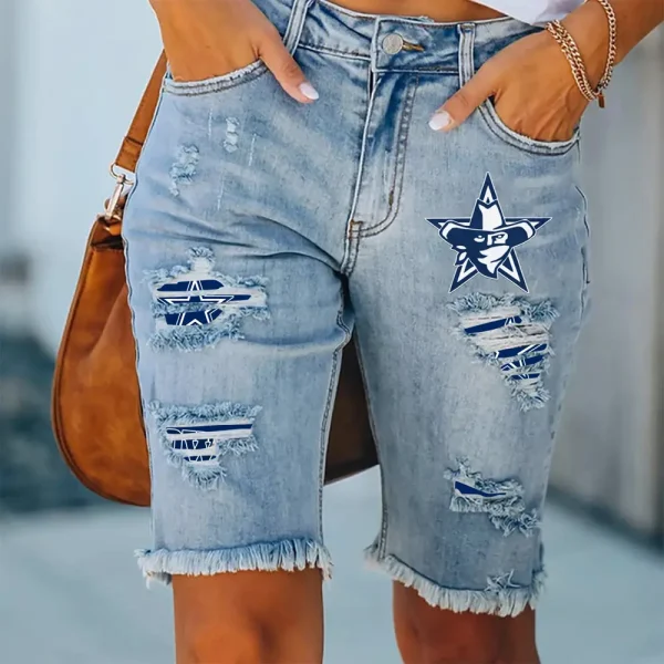 Dallas Cowboys Jeans Shorts Women's Knee-Length Summer