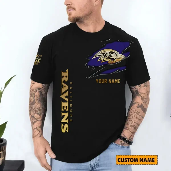 Baltimore Ravens Trendy Men's 3D Printed T-shirt Fashion O-neck 2025 AZTS1203