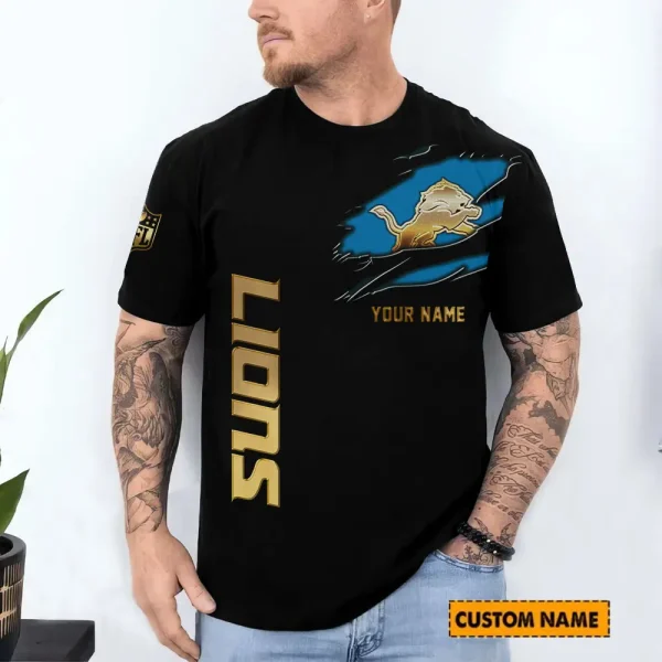 Detroit Lions Trendy Men's 3D Printed T-shirt Fashion O-neck 2025 AZTS1211