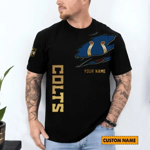 Indianapolis Colts Trendy Men's 3D Printed T-shirt Fashion O-neck 2025 AZTS1214