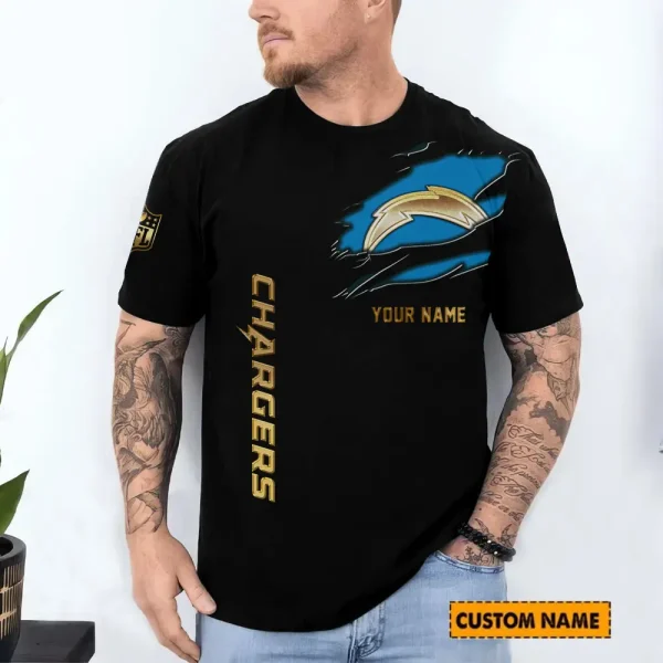 Los Angeles Chargers Trendy Men's 3D Printed T-shirt Fashion O-neck 2025 AZTS1218
