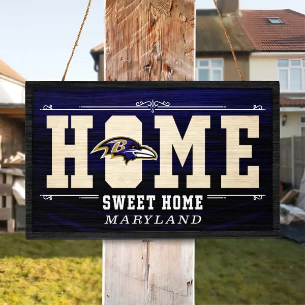 Baltimore Ravens Rectangle Wood Sign