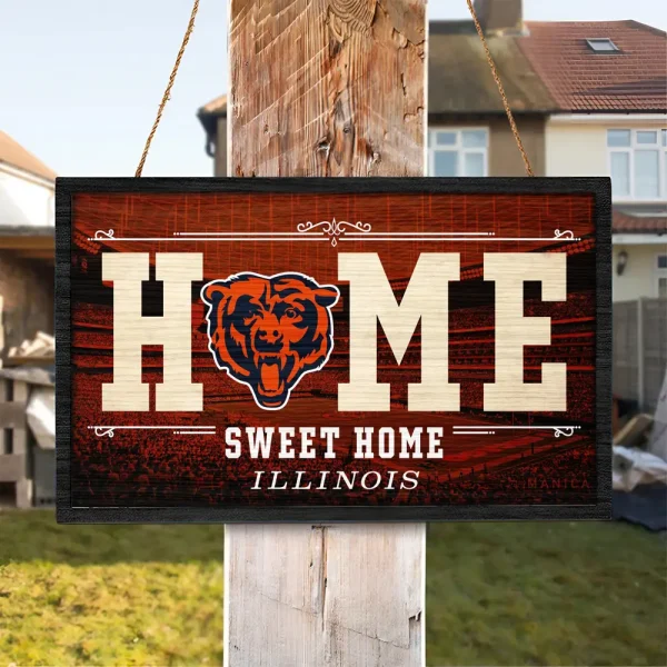 Chicago Bears Rectangle Wood Sign