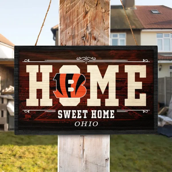 Cincinnati Bengals Rectangle Wood Sign