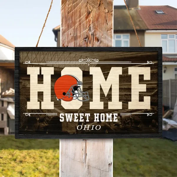 Cleveland Browns Rectangle Wood Sign