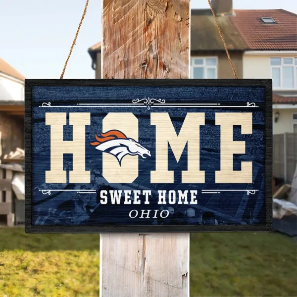Denver Broncos Rectangle Wood Sign