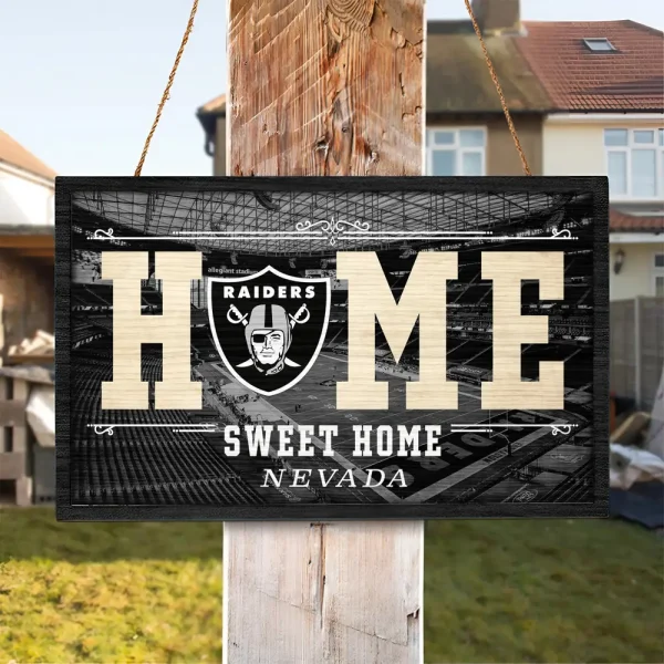 Las Vegas Raiders Rectangle Wood Sign