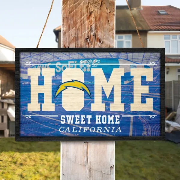 Los Angeles Chargers Rectangle Wood Sign