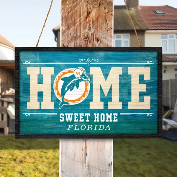 Miami Dolphins Rectangle Wood Sign