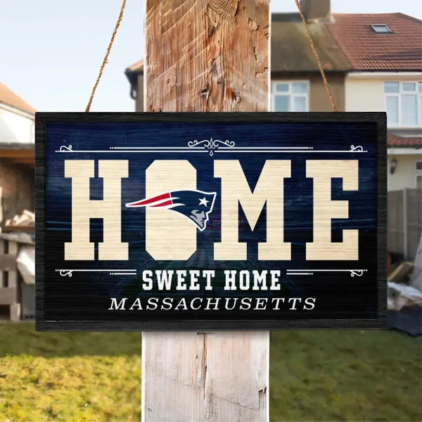 New England Patriots Rectangle Wood Sign