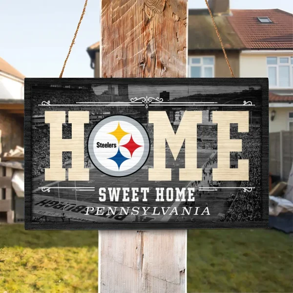 Pittsburgh Steelers Rectangle Wood Sign