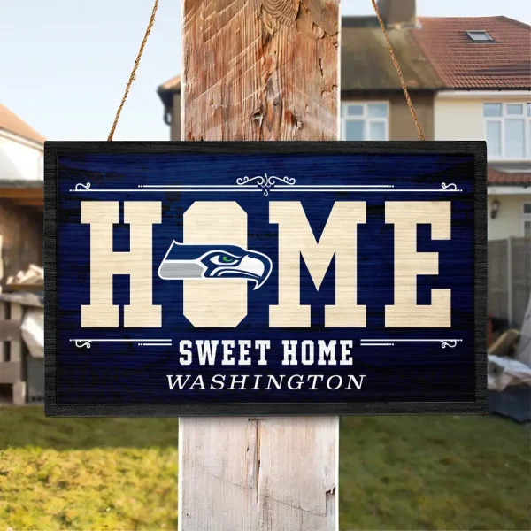 Seattle Seahawks Rectangle Wood Sign