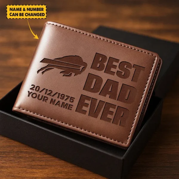 Buffalo Bills Best Dad Ever Men Wallet Custom Any Name And Date Gift For Father's Day