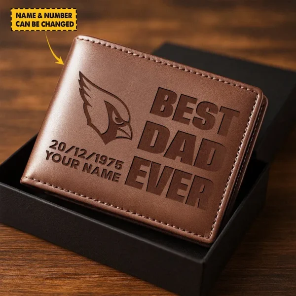 Arizona Cardinals Best Dad Ever Men Wallet Custom Any Name And Date Gift For Father's Day