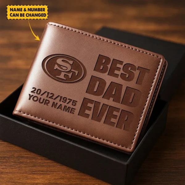 San Francisco 49ers Best Dad Ever Men Wallet Custom Any Name And Date Gift For Father's Day