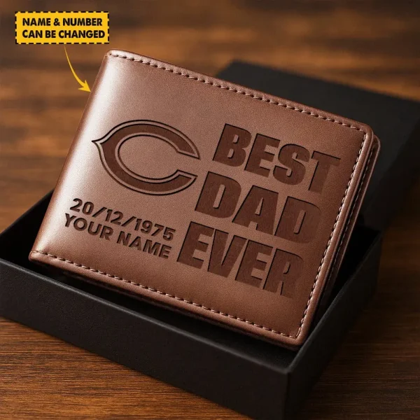 Chicago Bears Best Dad Ever Men Wallet Custom Any Name And Date Gift For Father's Day
