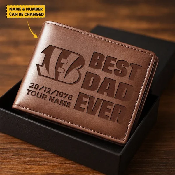 Cincinnati Bengals Best Dad Ever Men Wallet Custom Any Name And Date Gift For Father's Day